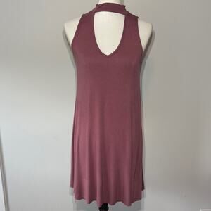 Alya Sleeveless Keyhole Tank Mauve Knit Dress Women's Medium